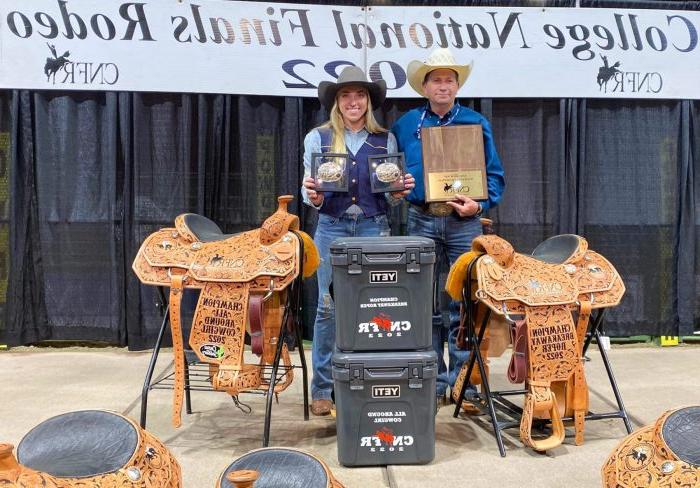 A&M-Commerce Rodeo Coach Dameon White and new National Champion Bryana Lehrmann